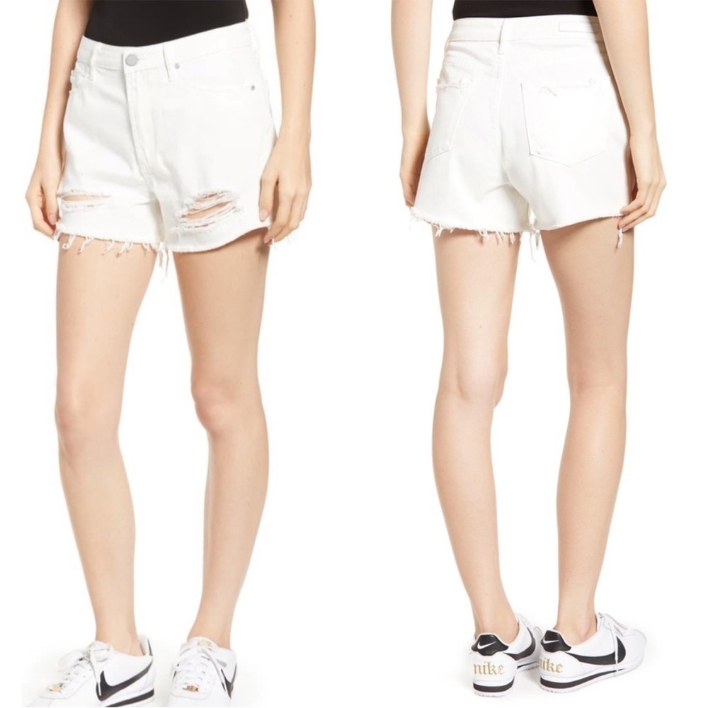 Articles of Society Distressed Ripped High Rise Jean Shorts White Cut Off 28